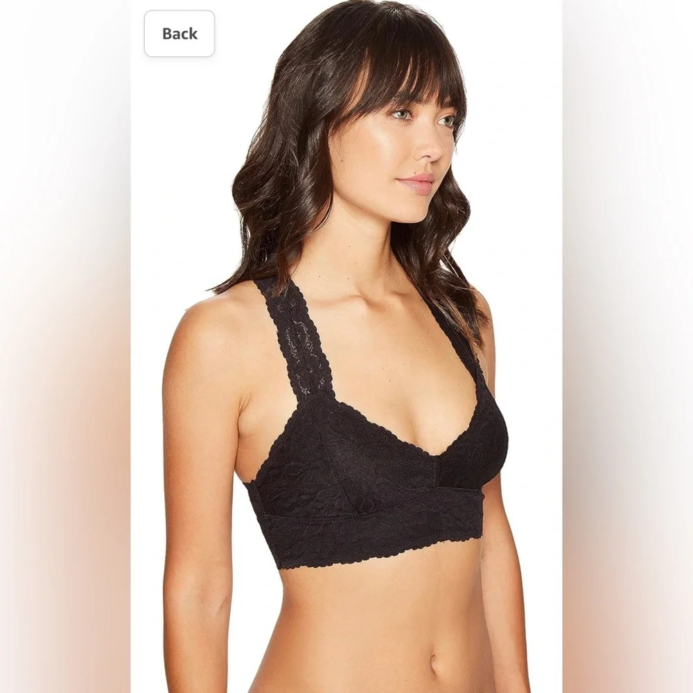 Free People Women's Galloon Lace Racerback - Black Sz Large - Picture 5 of 12